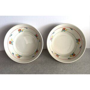 Set of 2 Midwinter Stonehenge Crocus Floral Serving Bowls 8.75" x 2.5" England